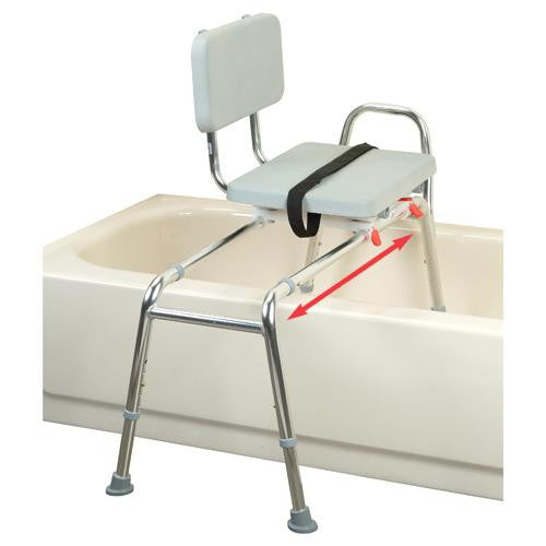 Extra Long Snap-N-Save Sliding Transfer Bench with Padded Swivel Seat and Back