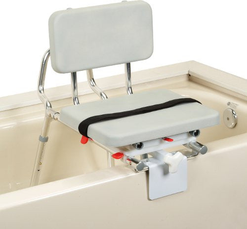 Snap-N-Save Sliding Tub-Mount Transfer Bench with Padded Swivel Seat and Back