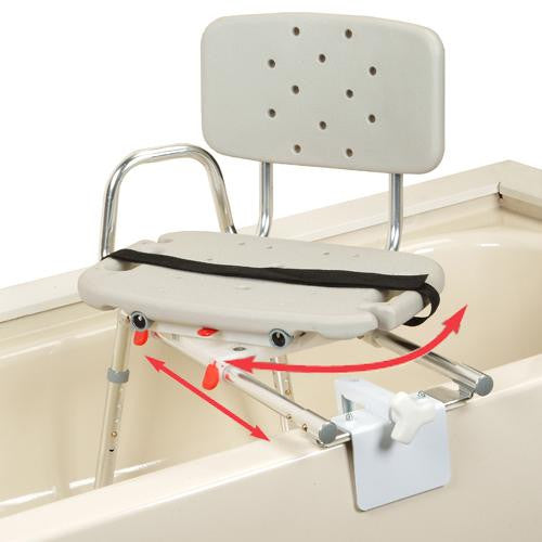 Snap-N-Save Sliding Tub-Mount Transfer Bench with Swivel Seat and Back