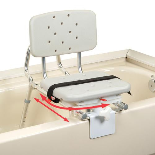 Extra Short Snap-N-Save Sliding Tub-Mount Transfer Bench with Swivel Seat and Back