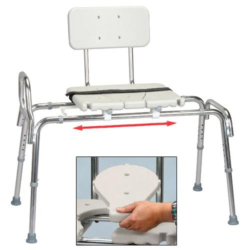 Extra Long Snap-N-Save Classic Sliding Transfer Bench with Replaceable Cut Out Seat