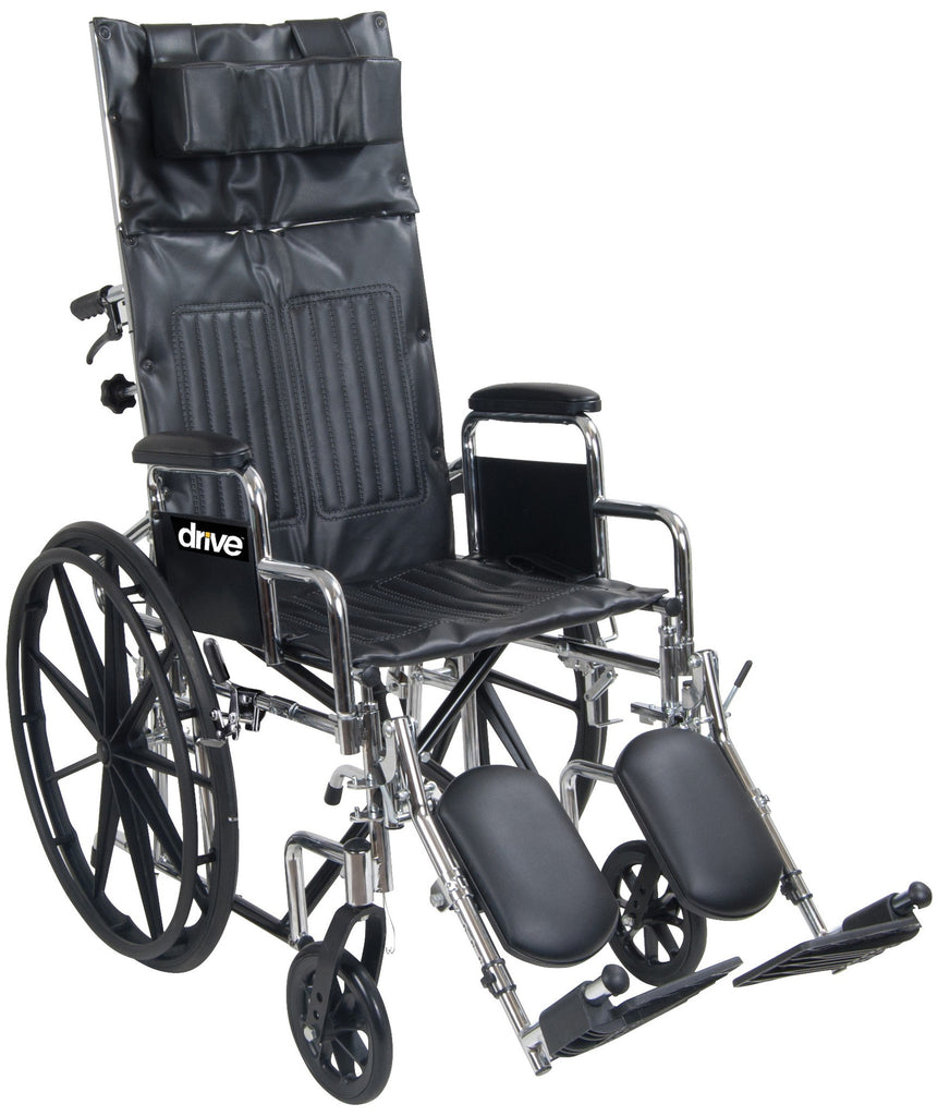 Full-Reclining Wheelchair, 20" Chrome Sport