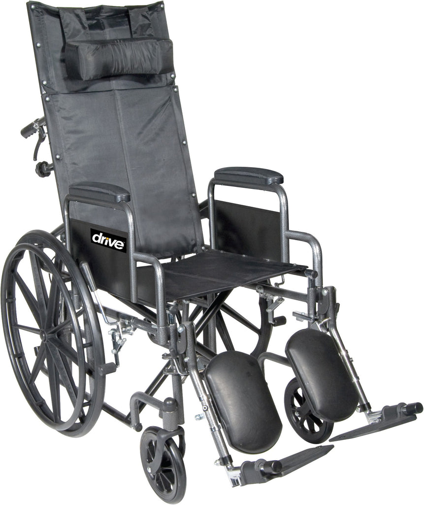 Full-Reclining Wheelchair, 16" Silver Sport
